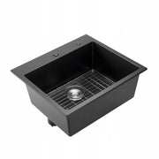 ZLEW KUCHENNY GRANITOWY VEVOR 635X559X254 MM CZARNY NABLATOWY SOLIDNY