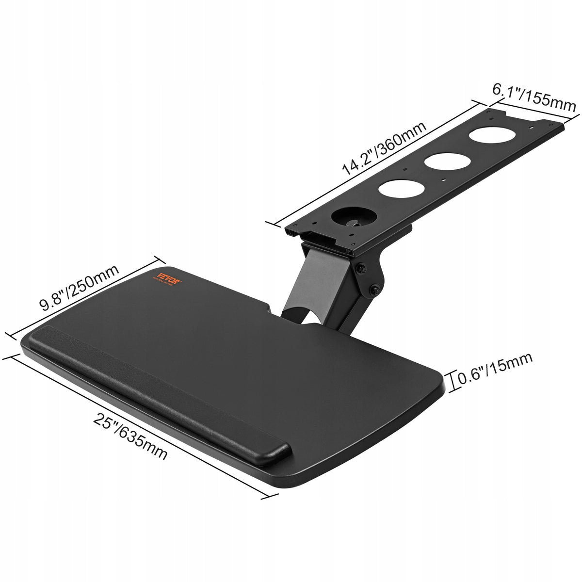 VEVOR PÓŁKA NA KLAWIATURĘ POD BIURKO DUŻA 250X635 MM REGULOWANA