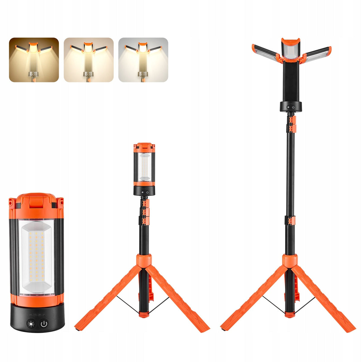 VEVOR LAMPA BUDOWLANA LED ZE STATYWEM 10AH 2200 LUMENÓW REGULOWANA