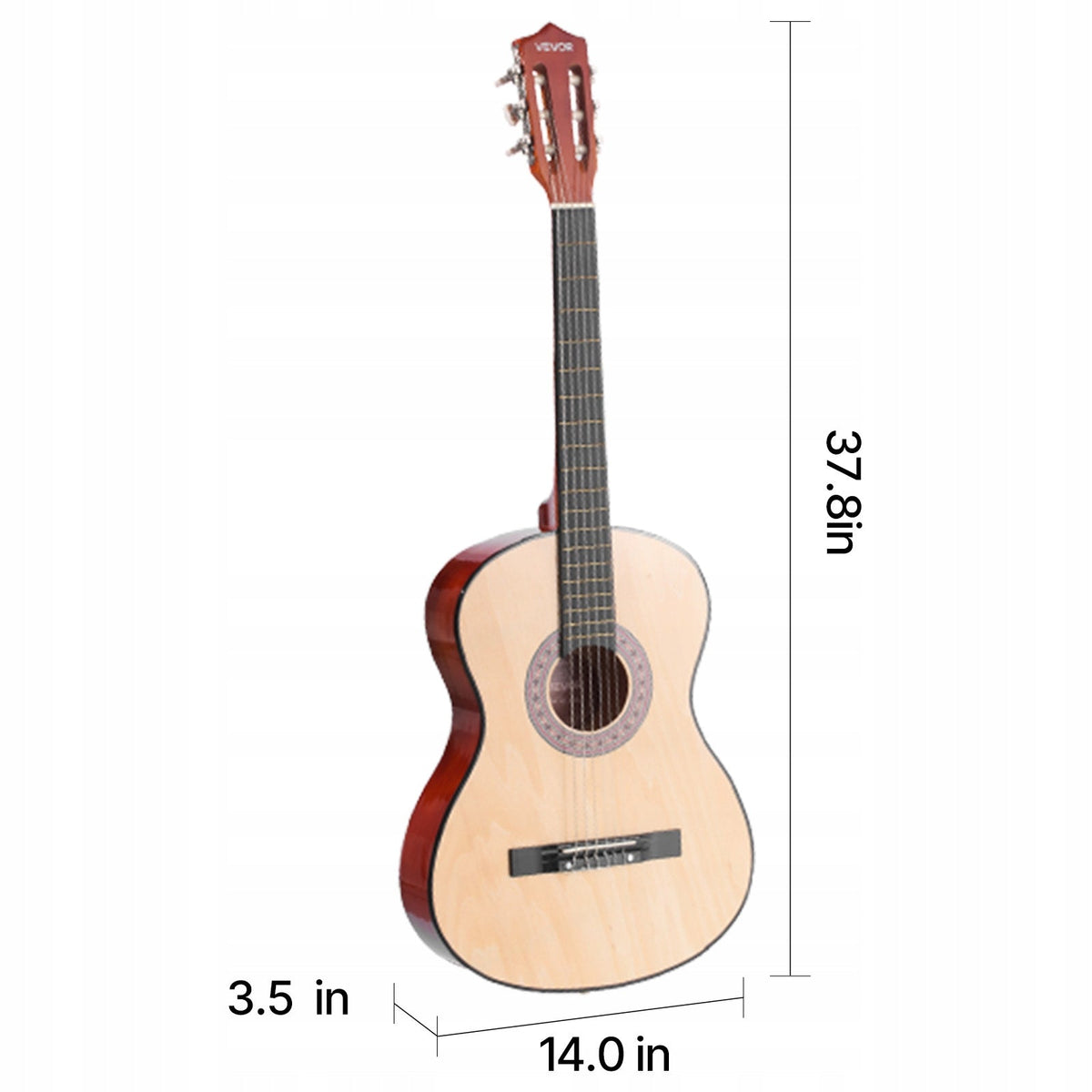 VEVOR GITARA KONCERTOWA 960 MM DREWNIANY ZESTAW STARTOWY NAJLEPSZY DLA