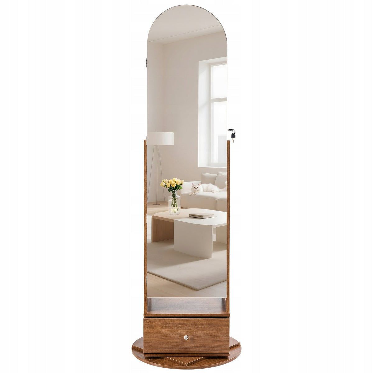 VEVOR OBROTOWA SZAFKA NA BIŻUTERIĘ 360 Z LUSTREM 1655 MM PREMIUM ORGANIZER