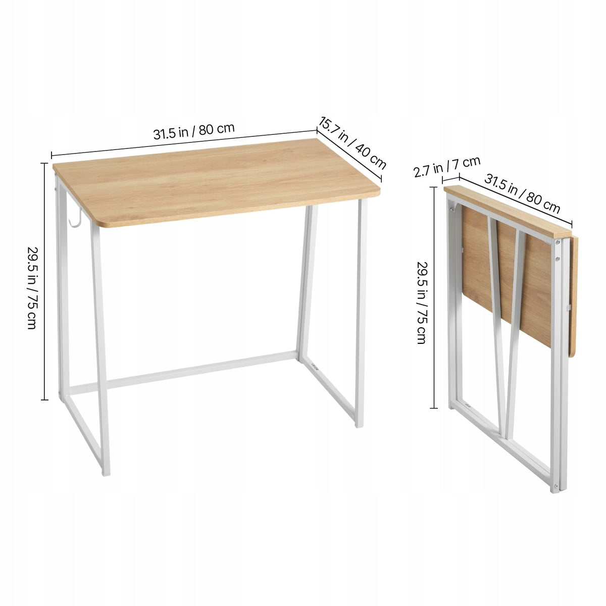 VEVOR MAŁE BIURKO SKŁADANE 80X48 CM BLAT DREWNIANY STABILNE SKŁADANE BIURKO