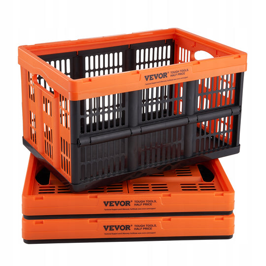 VEVOR ZESTAW 3 SKŁADANYCH PUDEŁEK 45L Z PP MOCNY I ERGONOMICZNY CZARNY
