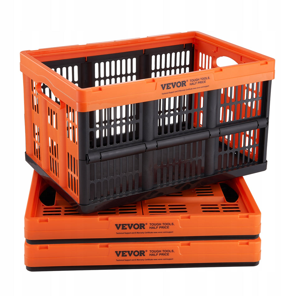 VEVOR ZESTAW 3 SKŁADANYCH PUDEŁEK 45L Z PP MOCNY I ERGONOMICZNY CZARNY