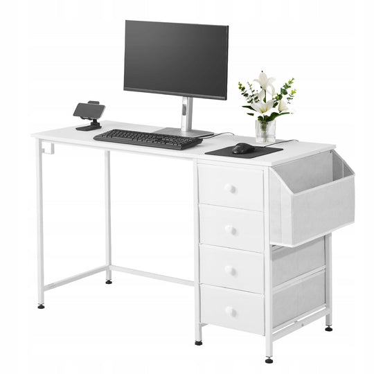 NOWOCZESNE BIURKO KOMPUTEROWE VEVOR 120X50 CM STABILNE Z SZUFLADAMI BIAŁE