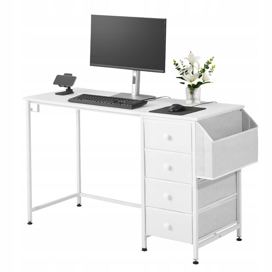 NOWOCZESNE BIURKO KOMPUTEROWE VEVOR 120X50 CM STABILNE Z SZUFLADAMI BIAŁE