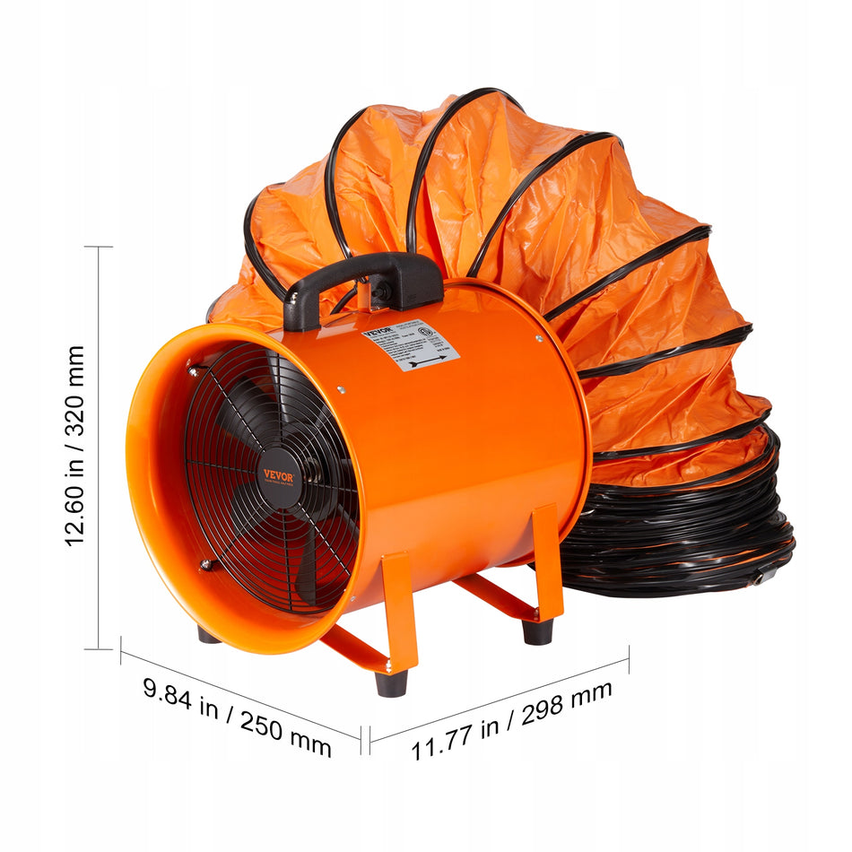 WENTYLATOR BUDOWLANY VEVOR 145W DMUCHAWA PRZEMYSŁOWA 1020CFM 5M WĄŻ