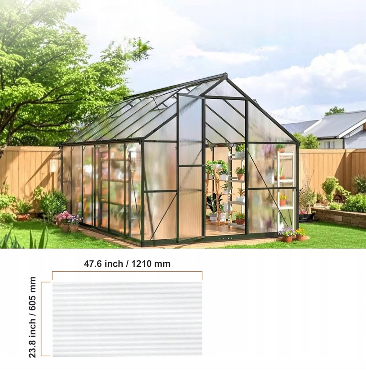 VEVOR 24-CZĘŚCIOWE POLIWĘGLANOWE PŁYTY SZKLARNIOWE 1210X605X4MM MOCNE