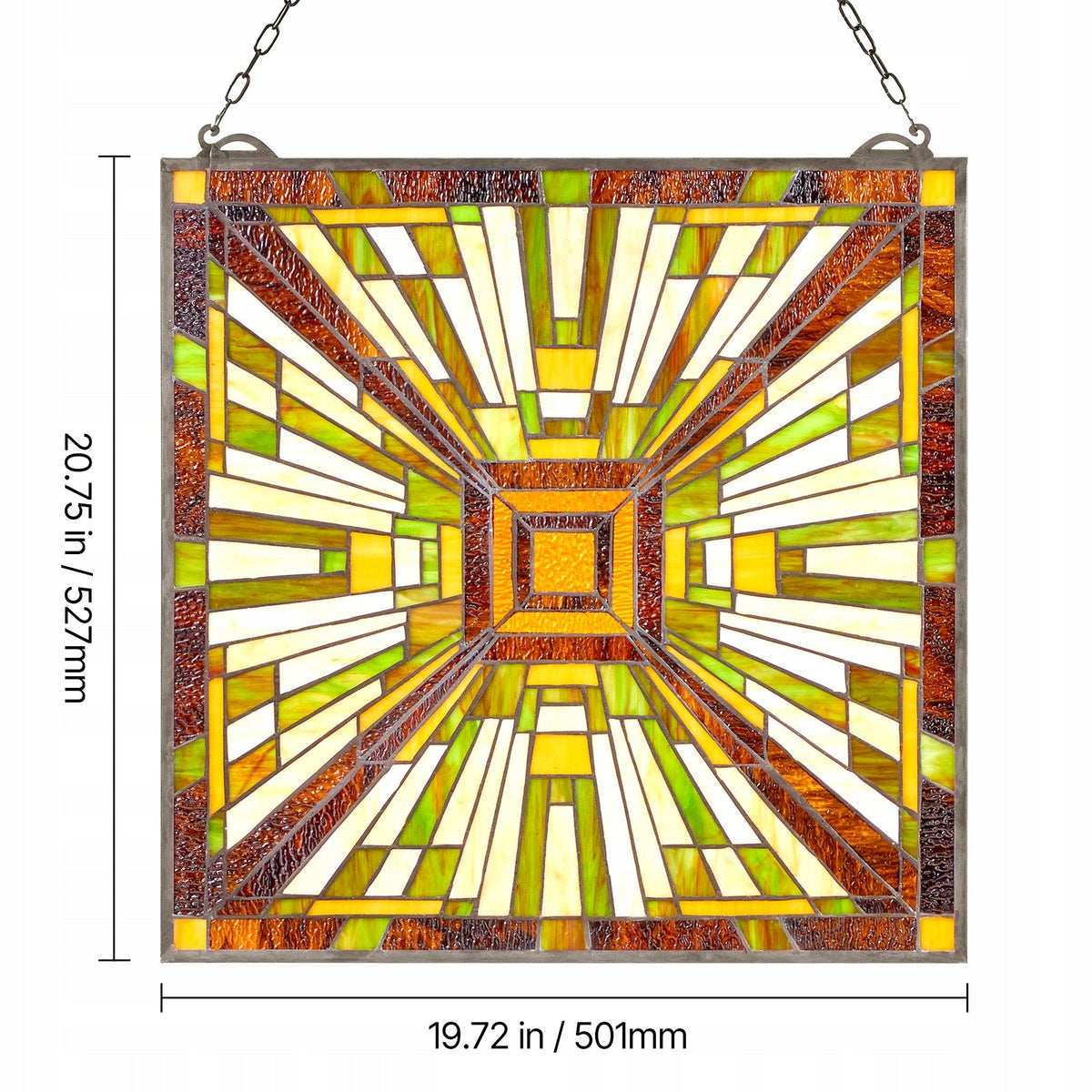 PANEL WITRAŻOWY VEVOR 501X527MM SZKŁO WISZĄCY Z ŁAŃCUCHEM ARTYSTYCZNY DEKOR
