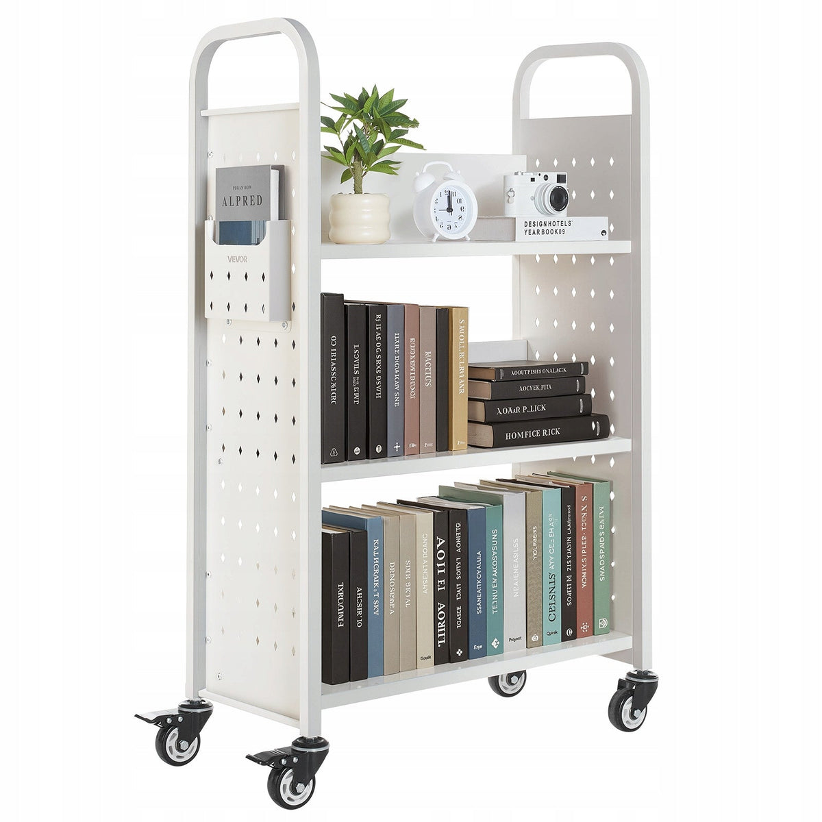 PROFESJONALNY WÓZEK BIBLIOTECZNY VEVOR 150 KG 3-POZIOMOWY STALOWY NA
