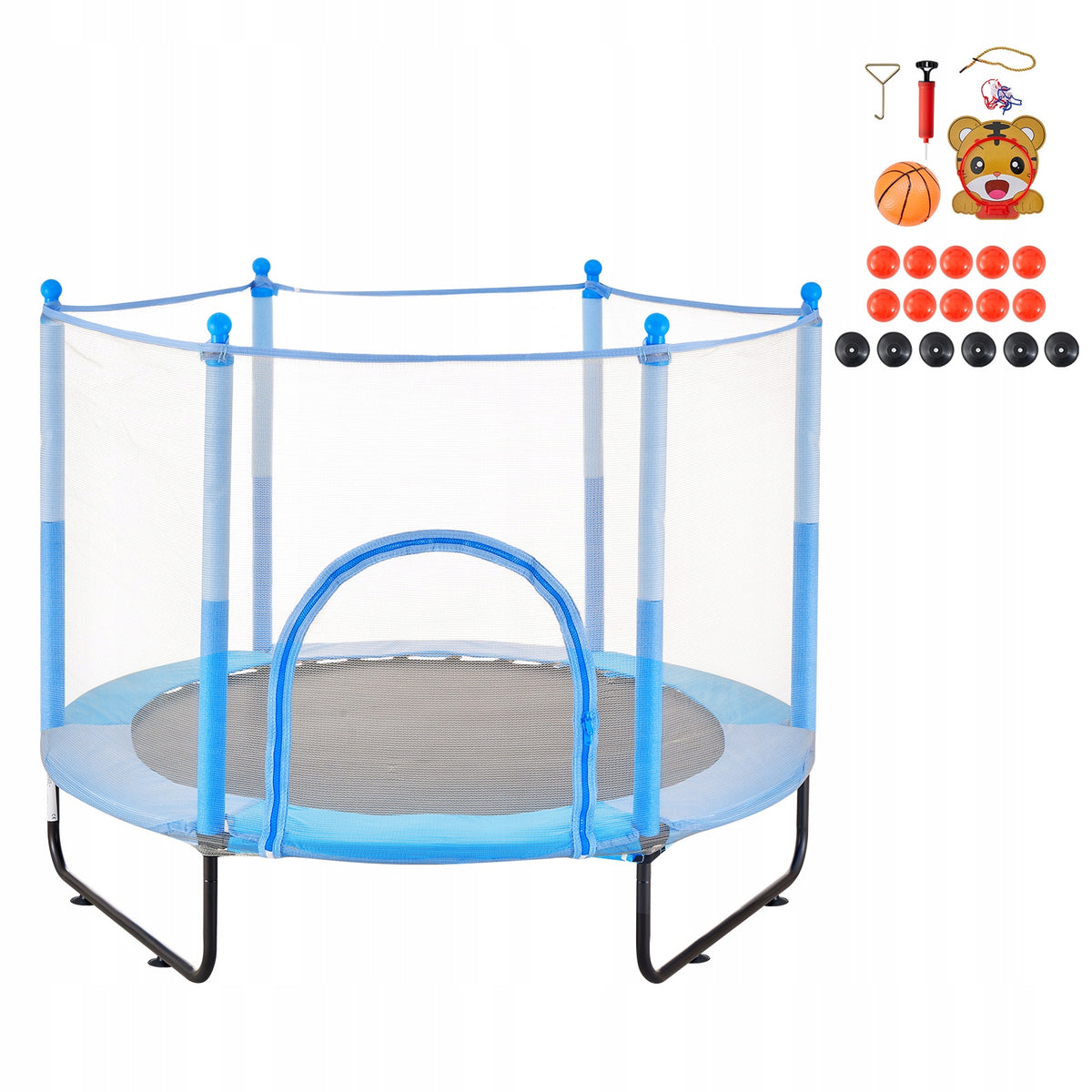 VEVOR TRAMPOLINA DZIECIĘCA 60 CALI ZEWNĘTRZNA MINI Z SIATKĄ I KOSZYKÓWKĄ