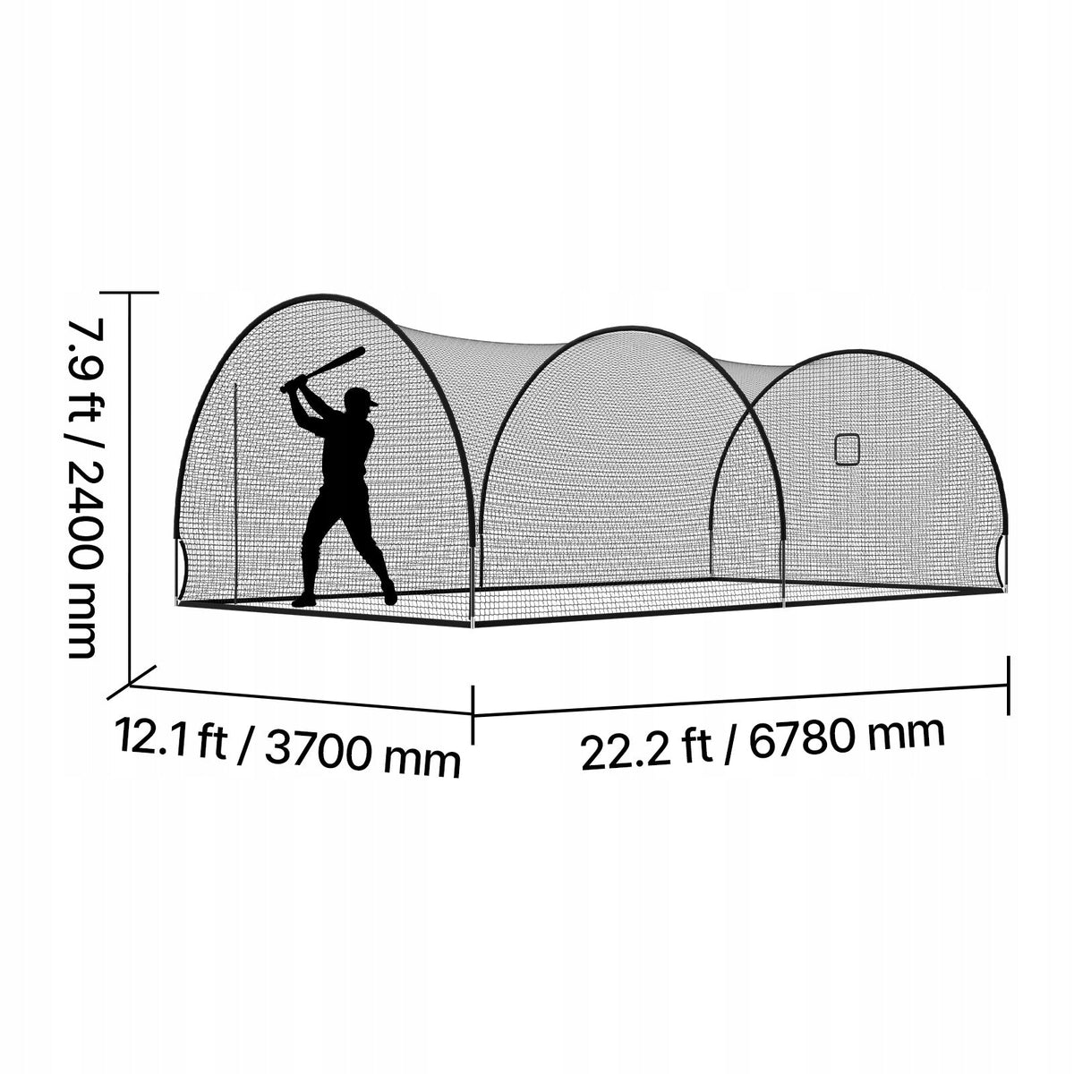 PROFESJONALNA SIATKA DO KLATKI BASEBALL VEVOR 678 X 370 X 240 CM MOCNA