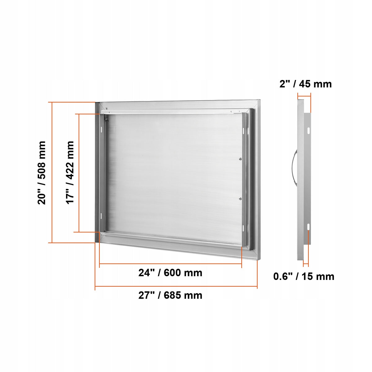 PROFESJONALNE DRZWI DOSTĘPOWE DO GRILLA VEVOR 685X508 MM STAL NIERDZEWNA