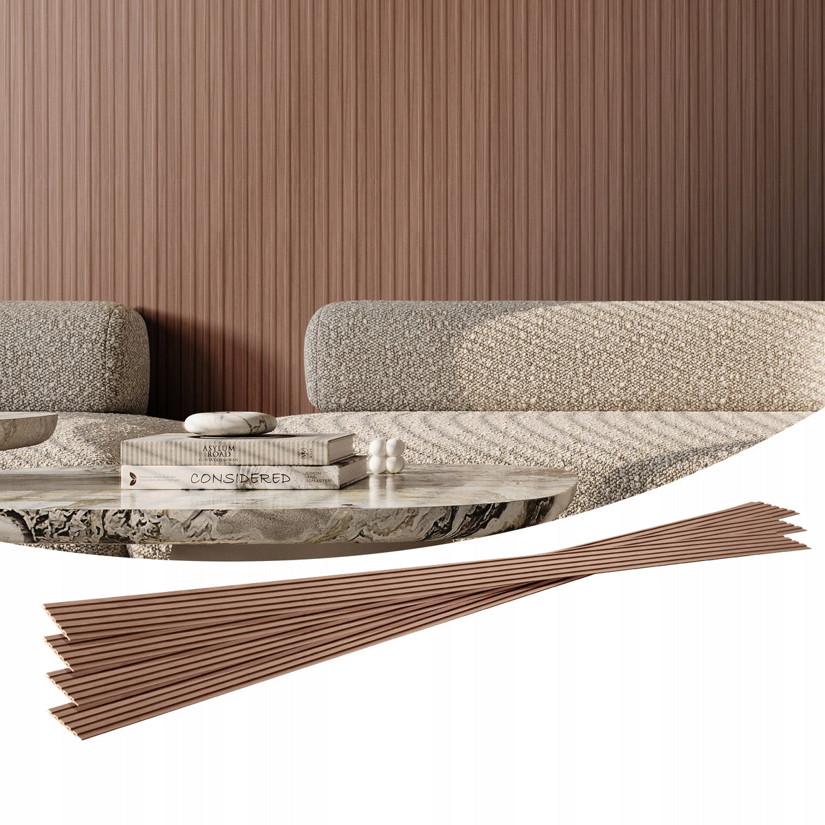 ZESTAW 8 PANELI AKUSTYCZNYCH VEVOR 2450X166MM SZARY DĄB MOCNY I STYLIZOWANY