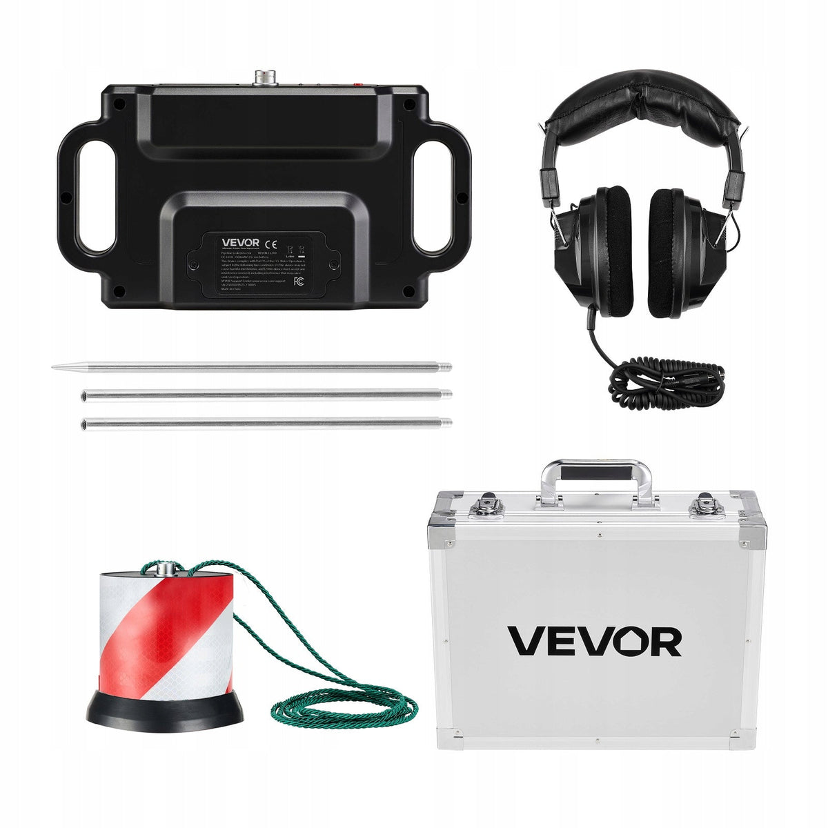 PROFESJONALNY DETEKTOR WYCIEKÓW WODY VEVOR 1HZ-5000HZ 7 CALI LCD 2M