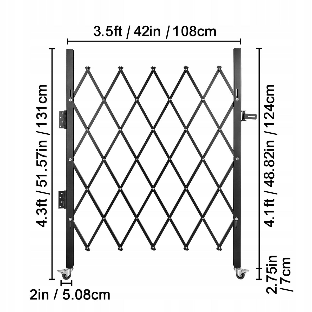 BRAMA ZABEZPIECZAJĄCA VEVOR 108X132 CM SKŁADANA MOCNA STALOWA ZAMEK NA