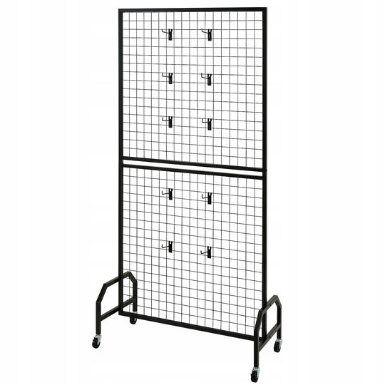 PREMIUM PANELE ŚCIENNE VEVOR GRID WALL 2 SZT 898X1798MM STOJAK Z KÓŁKAMI