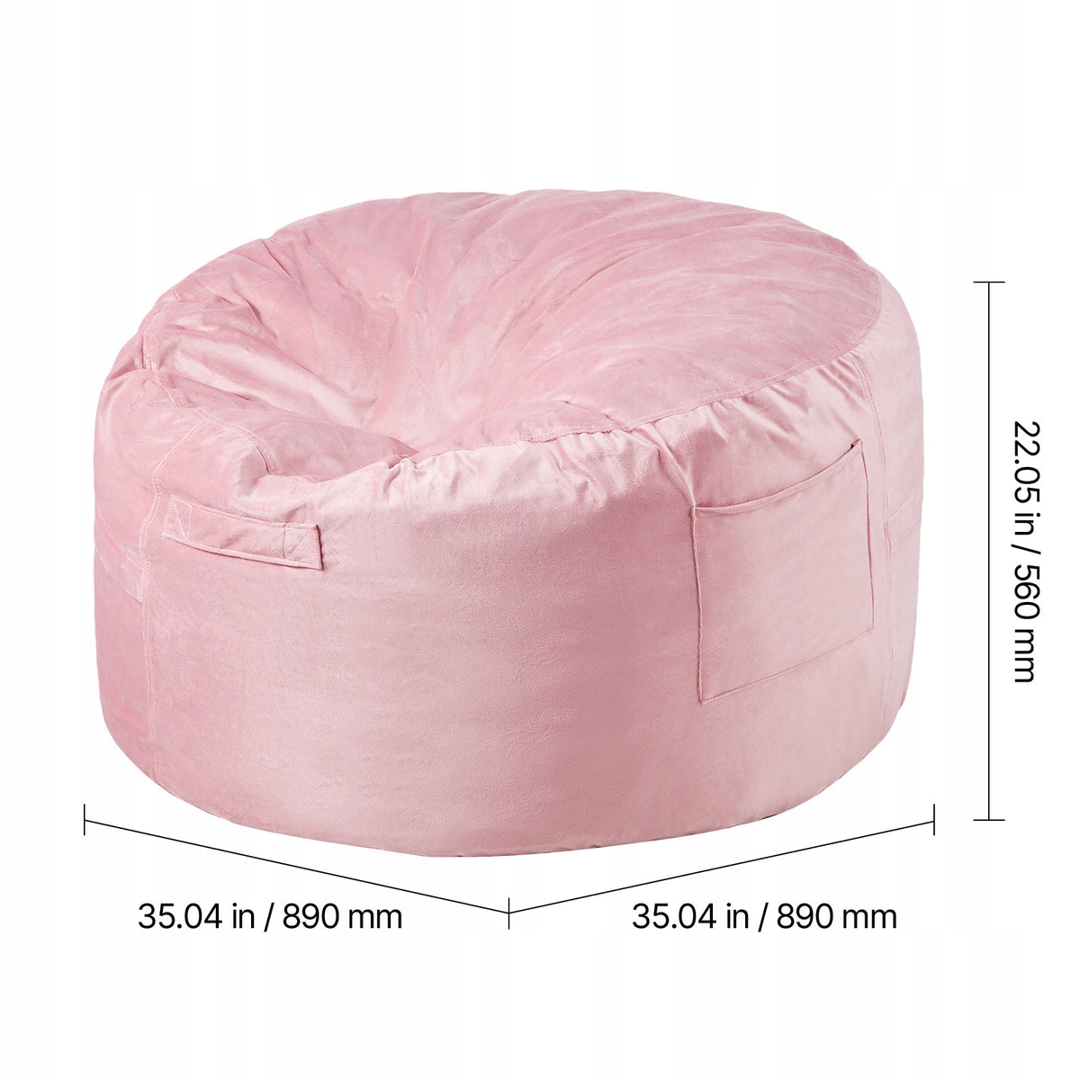FOTEL GAMINGOWY VEVOR WOREK SAKO OKRĄGŁY RÓŻOWY AKSAMIT 89X89X56 CM PREMIUM