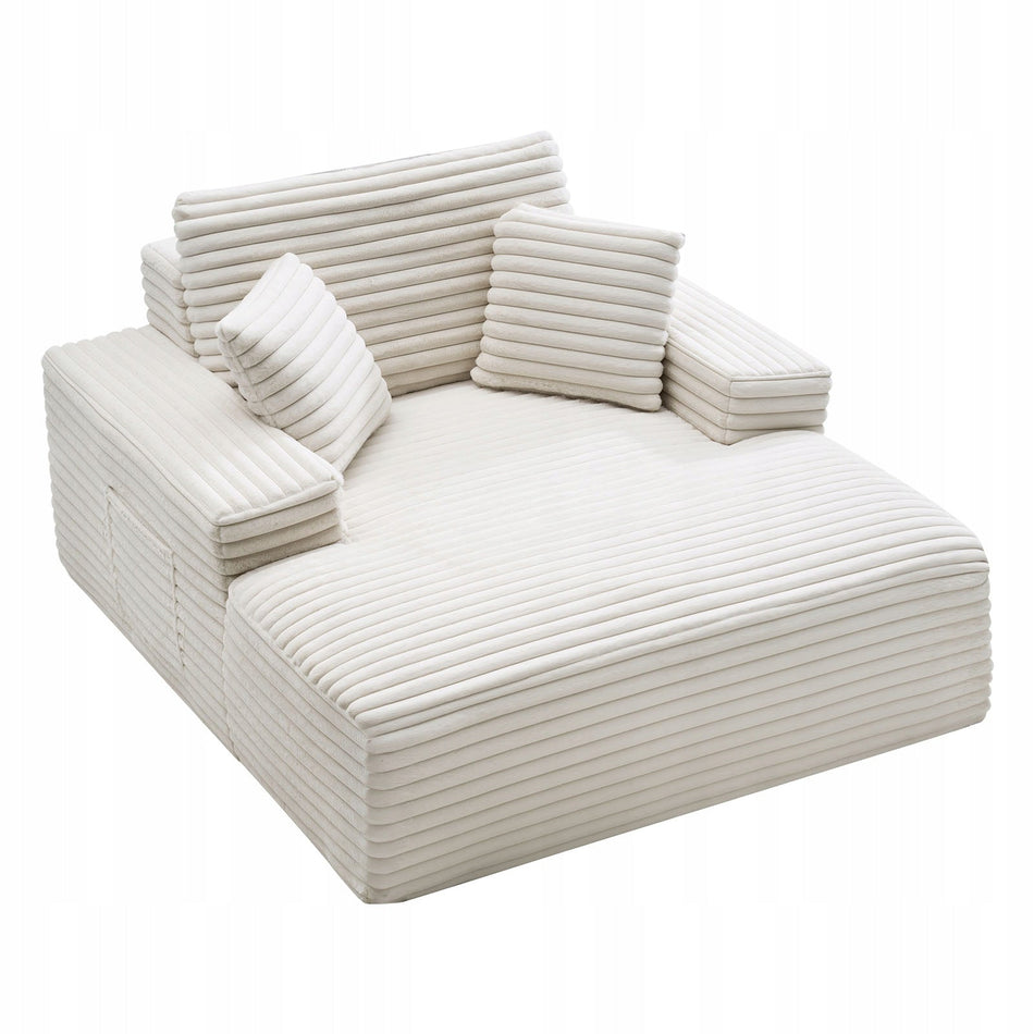 VEVOR LEŻANKA RELAKSACYJNA 138 CM TAPICEROWANA SOFA Z FUNKCJĄ SPANIA BEŻOWA