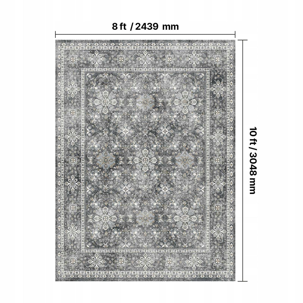 DYWAN VEVOR 2439X3048 MM KRÓTKIE WŁOSIE ZMYWALNY ANTYPOŚLIZGOWY SZARY