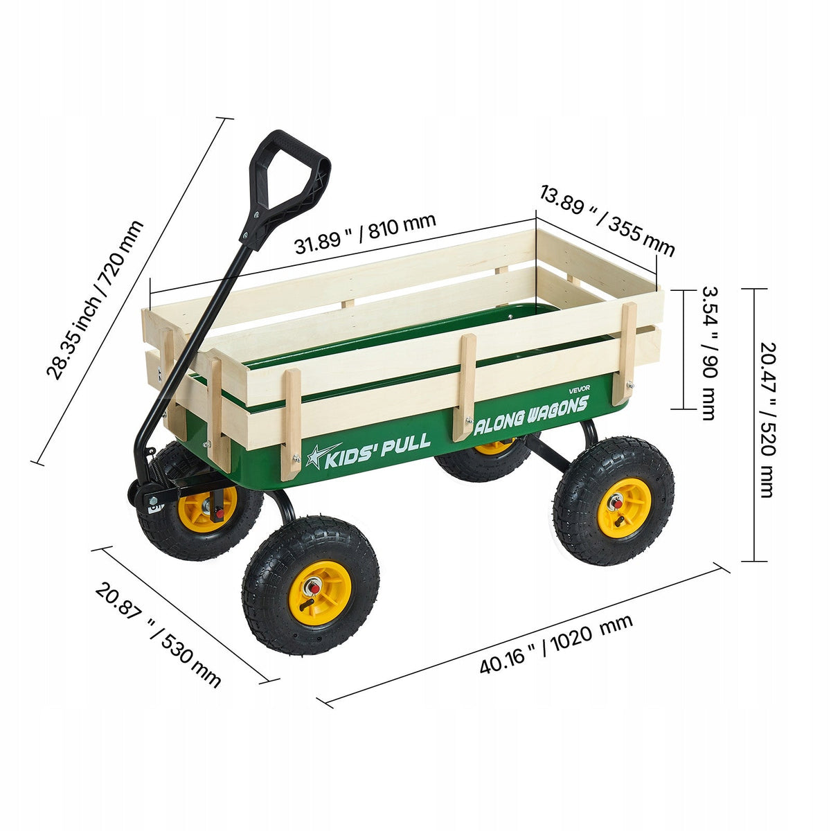 WÓZEK DZIECIĘCY VEVOR 102 CM SOLIDNY WÓZEK TRANSPORTOWY NA KOŁACH 10 CALI