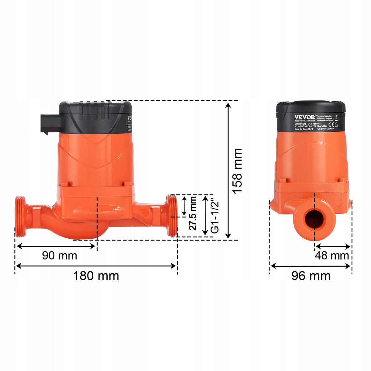 VEVOR POMPA GRZEWCZA OBIEGOWA 220V 22W WYSOKOŚĆ PODNOSZENIA 4M MOCNA