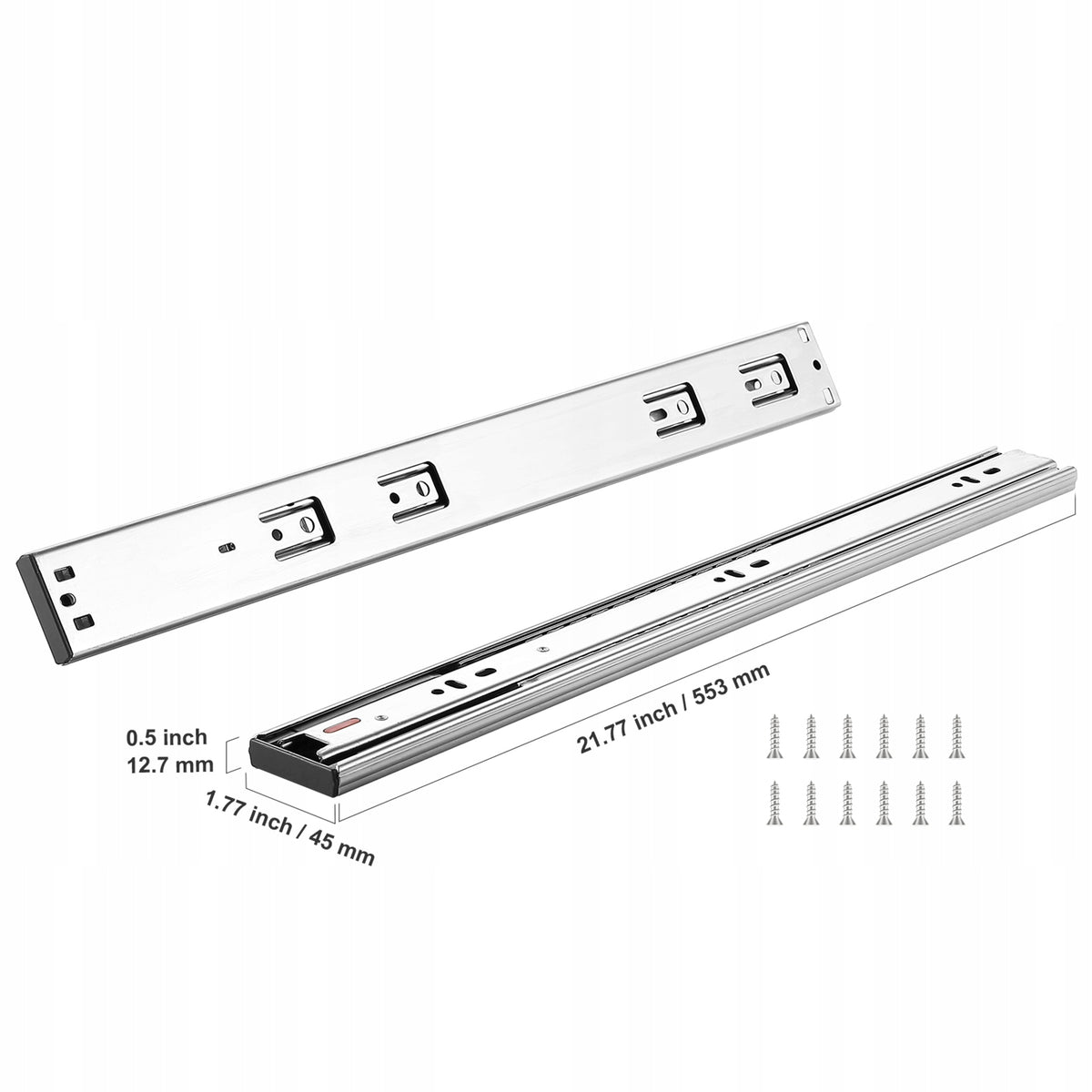 PROWADNICE DO SZUFLAD VEVOR 10 PAR 558.8MM ŁOŻYSKA KULKOWE CICHE SOFT CLOSE