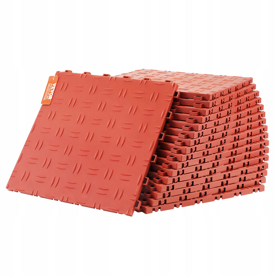 ZESTAW 25 ELEMENTÓW PODŁÓG GARAŻOWYCH VEVOR 305X305X13 4MM CZERWONY PREMIUM