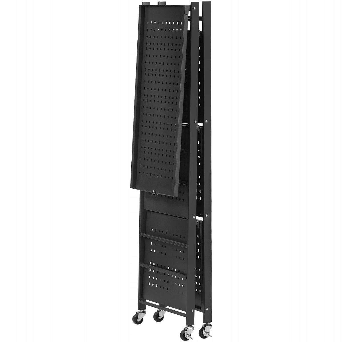 VEVOR SKŁADANE 4-POZIOMOWE PÓŁKI Z KÓŁKAMI 33X66X117CM MOCNE I MOBILNE