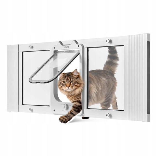 DRZWICZKI DLA KOTA VEVOR REGULOWANE 889-1016 MM ALUMINIOWE MOCNE BIAŁE