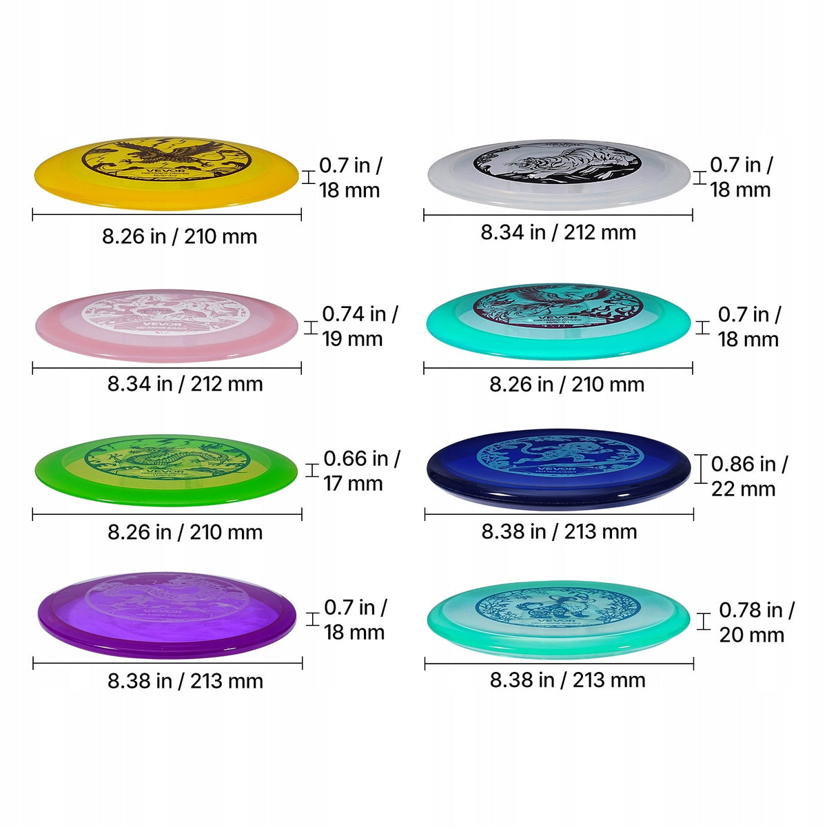 ZESTAW STARTOWY DO DISC GOLFA VEVOR 8 ELEMENTÓW MOCNY ZESTAW FRISBEE NA