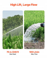 VEVOR POMPA GŁĘBINOWA 1100W 100L MIN 75M WYSOKOŚĆ TŁOCZENIA STAL NIERDZEWNA