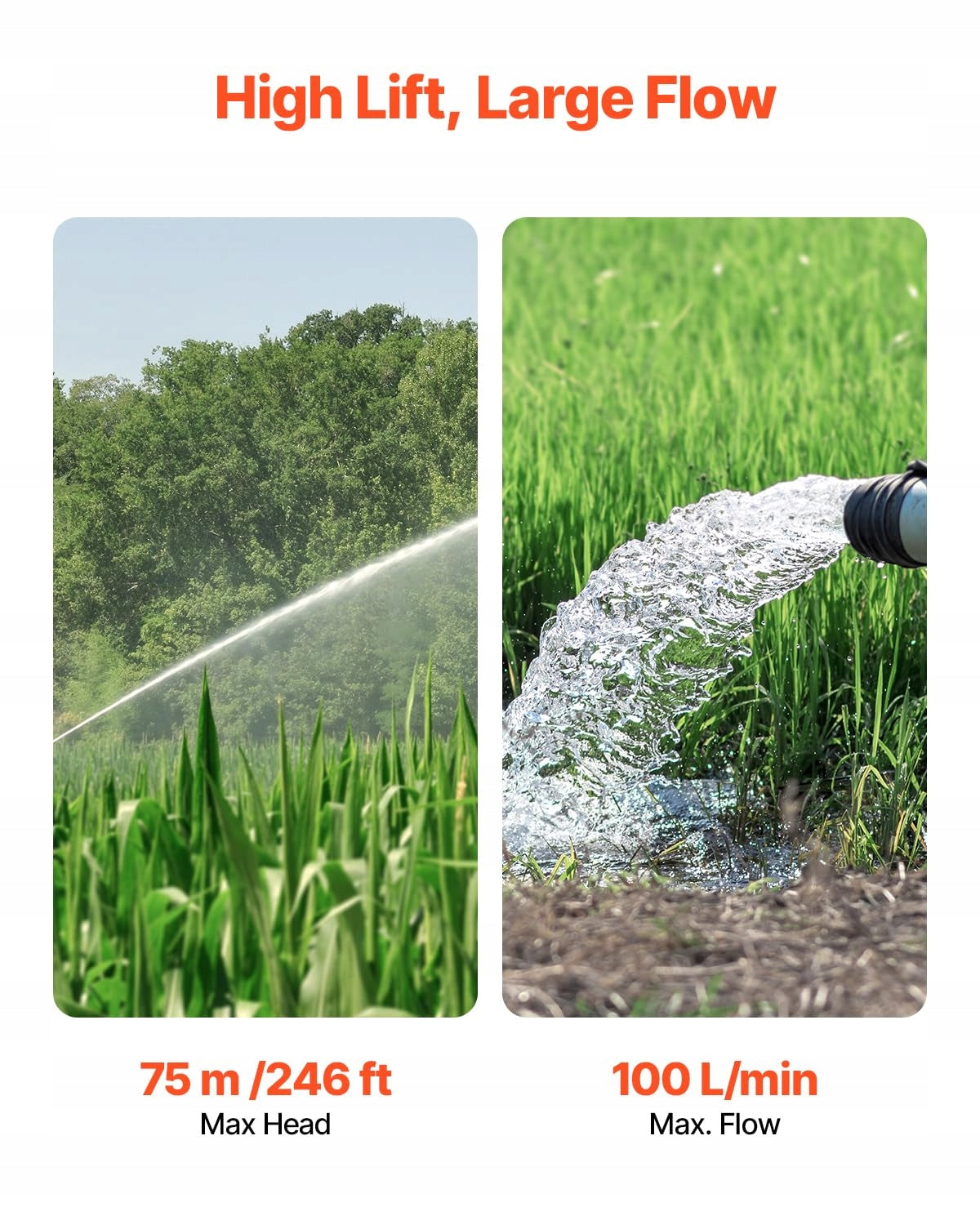 VEVOR POMPA GŁĘBINOWA 1100W 100L MIN 75M WYSOKOŚĆ TŁOCZENIA STAL NIERDZEWNA
