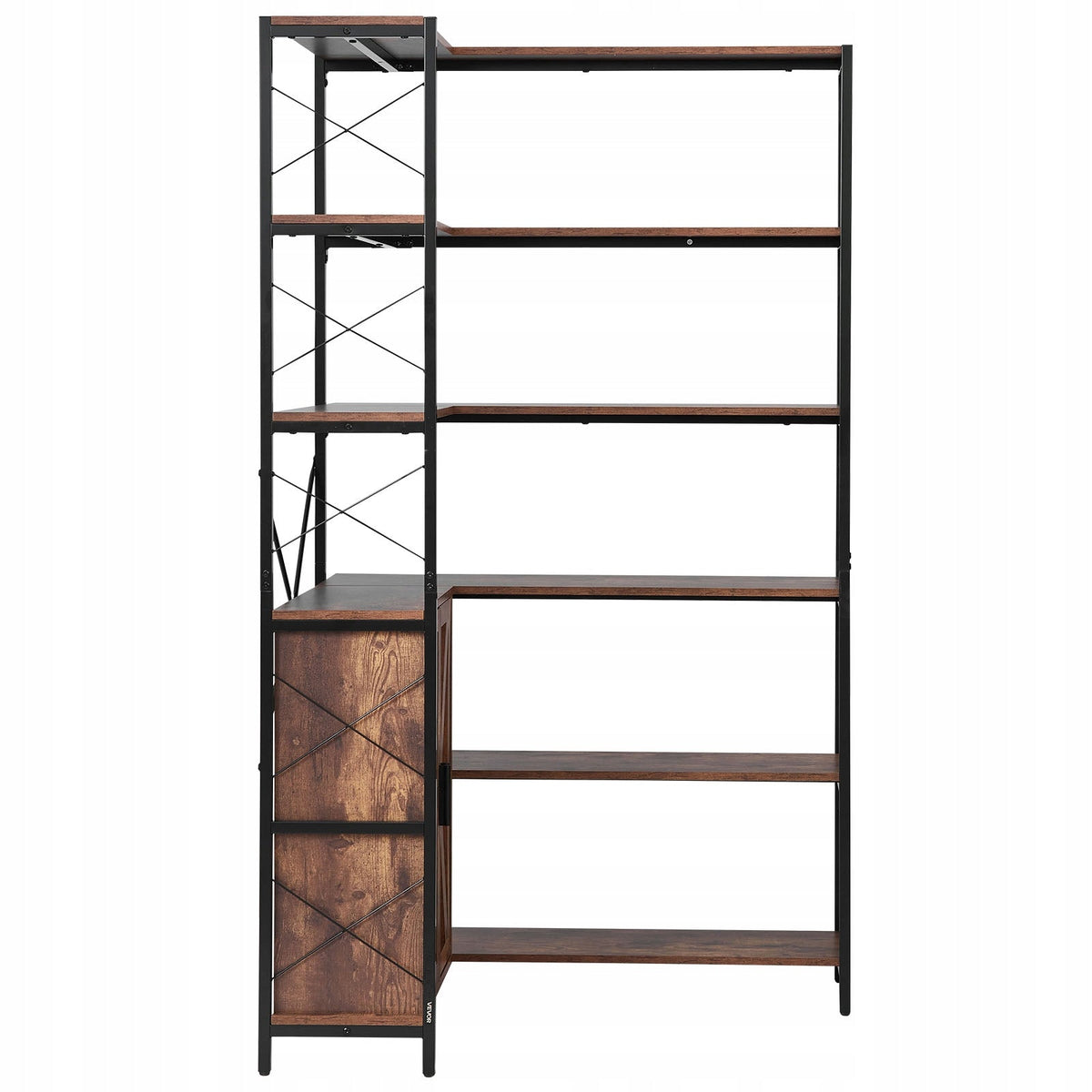 SOLIDNA PÓŁKA NAROŻNA VEVOR 6-POZIOMOWA Z DRZWIAMI METAL I MDF 180 CM