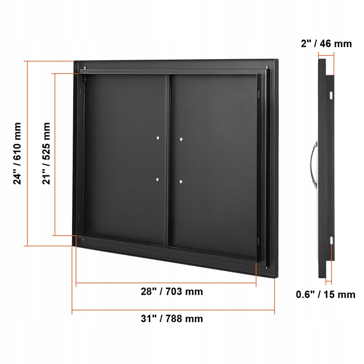 DRZWI DOSTĘPOWE DO GRILLA VEVOR PODWÓJNE 788X610X46 MM CZARNE MATOWE