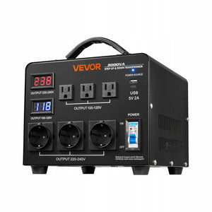 VEVOR TRANSFORMATOR PODWYŻSZAJĄCY OBNIŻAJĄCY NAPIĘCIE 3000VA 110V 220V