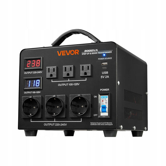 VEVOR TRANSFORMATOR PODWYŻSZAJĄCY OBNIŻAJĄCY NAPIĘCIE 3000VA 110V 220V