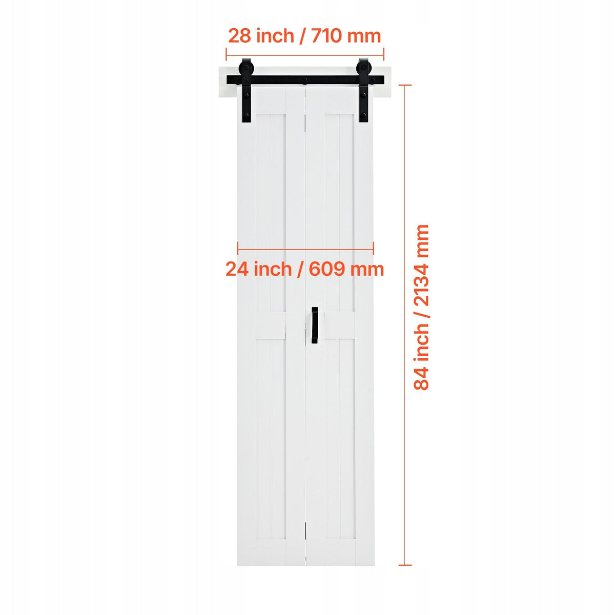 PROFESJONALNE DRZWI PRZESUWNE VEVOR STYLU STODOŁY 609X2134 MM MDF BIAŁE