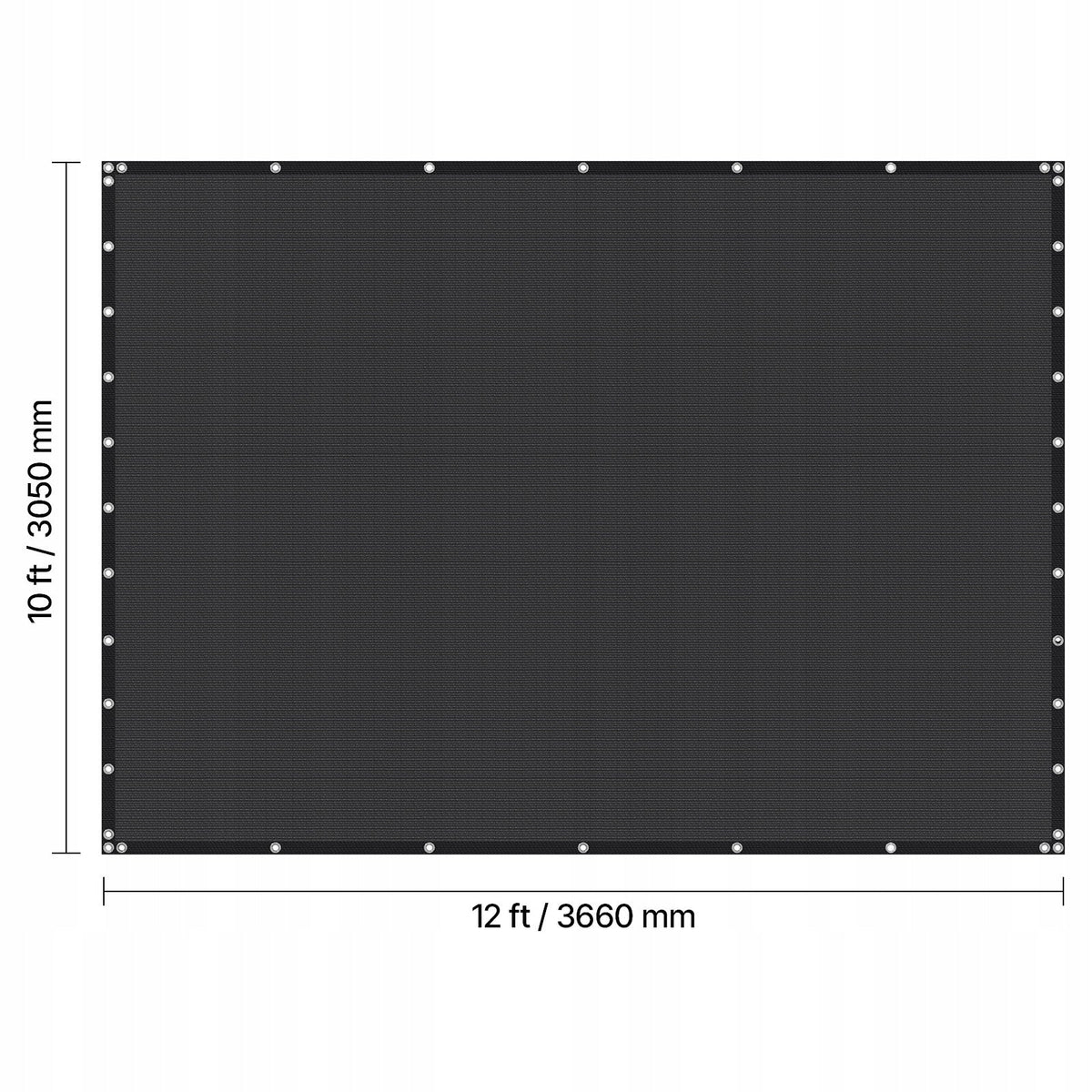 ŻAGIEL PRZECIWSŁONECZNY VEVOR 90 HDPE 305X366 CM MOCNY SOLIDNY CZARNY