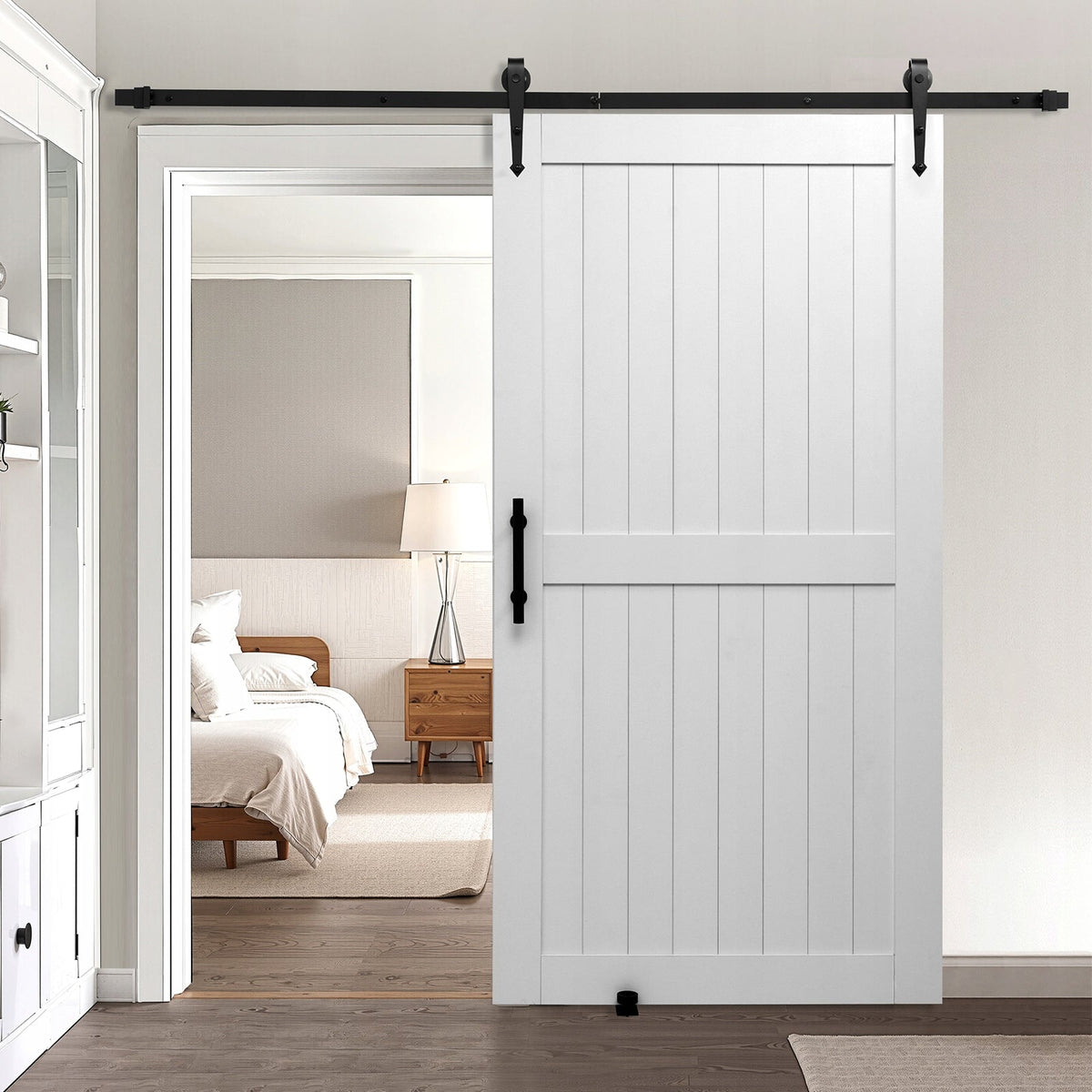 SYSTEM DRZWI PRZESUWNYCH VEVOR DO STODOŁY 1067X2134 MM BIAŁY PREMIUM MDF