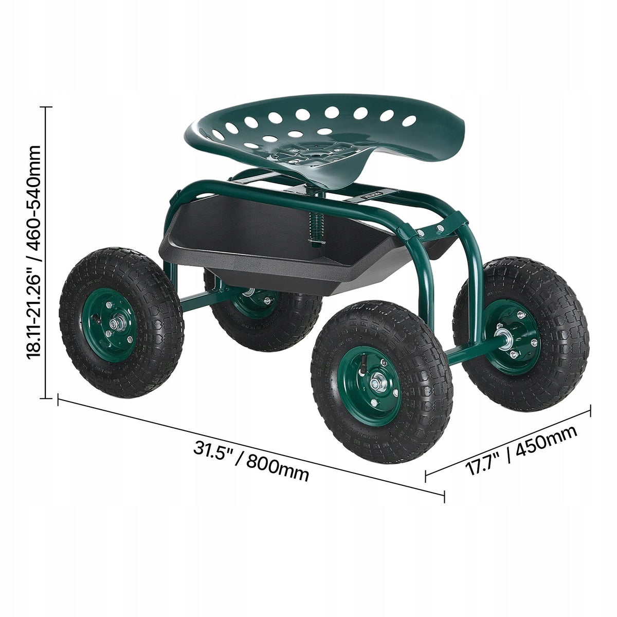 VEVOR KRZESŁO OGRODOWE NA KÓŁKACH MOBILNE REGULOWANE 300KG CZERWONE