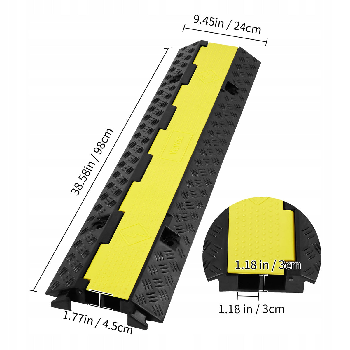 VEVOR 5SZT RAMPA ZABEZPIECZAJĄCA KABLE 2-KANAŁOWA 12000LBS MOCNA GUMA PCV