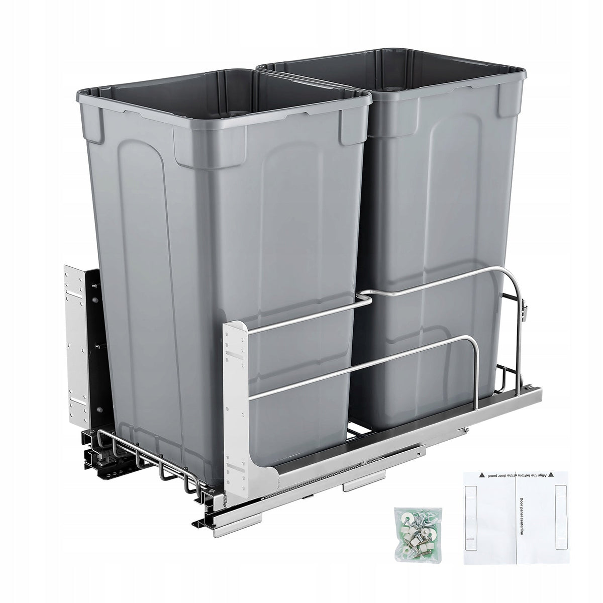 WYSUWANY PODWÓJNY KOSZ NA ŚMIECI VEVOR 27 QT X2 MOCNY SYSTEM SOFT CLOSE