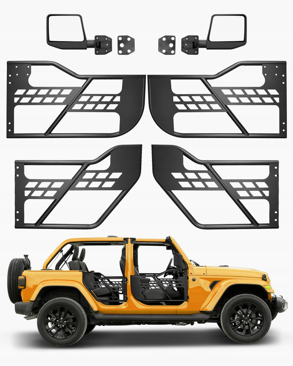 DRZWI RUROWE VEVOR JEEP 4-DRZWIOWE MOCNE ZE STALI Z LUSTERKAMI DO WRANGLER
