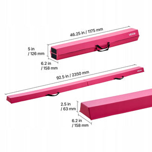 VEVOR BELKA GIMNASTYCZNA DLA DZIECI SKŁADANA 233 CM UDŹWIG 90.7 KG RÓŻOWA