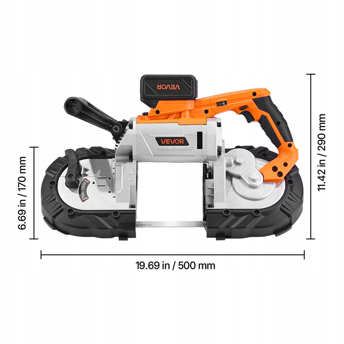 VEVOR 20V AKUMULATOROWA PIŁA TAŚMOWA 127X115MM MOCNY SILNIK BEZSZCZOTKOWY