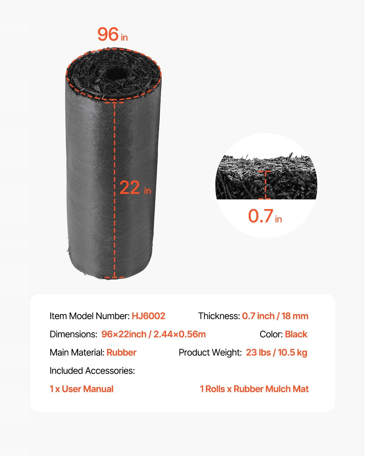 VEVOR GUMOWA ŚCIÓŁKA 2 44X0 56M MATA ŚCIEŻKA OGRODOWA TRWAŁA CZARNA