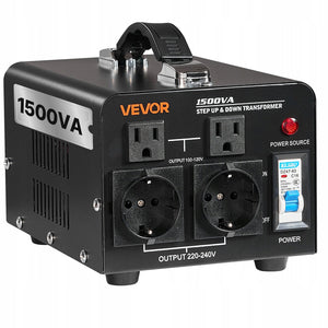 VEVOR TRANSFORMATOR MOCY 1500VA PODWYŻSZAJĄCY I OBNIŻAJĄCY NAPIĘCIE 110V