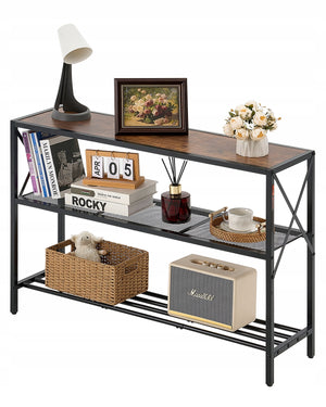 VEVOR WĄSKI STOLIK KONSOLOWY 106 CM 3-POZIOMOWY MOCNY METALOWA RAMA