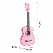 VEVOR GITARA KONCERTOWA 780 MM ZESTAW STARTOWY KLASYCZNA PINK NYLONOWE
